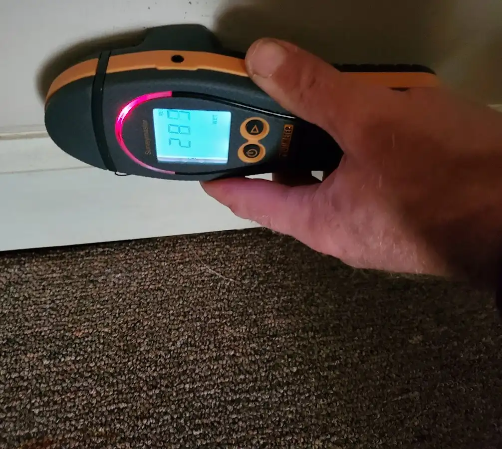 Moisture detection at baseboard during Burst Pipe Cleanup in Port LaBelle